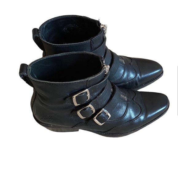 John Fluevog Jack Idol buckle women’s leather boots sz 7 gently used - Picture 7 of 14